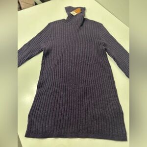 Purple Ribbed Knit Turtleneck